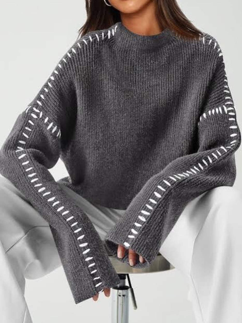 PRETTYGARDEN Women's Chunky Knit Sweaters Fall Long Sleeve Mock Neck Oversized